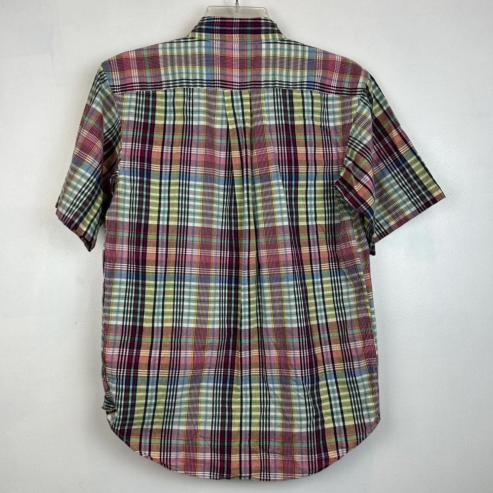 Ralph Lauren Shirt Boys L Madras Plaid Button Down Preppy Cotton Shirt Sleeve